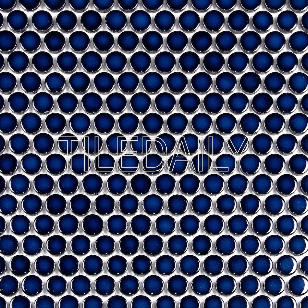 Navy Blue Penny round Porcelain Mosaic Tile