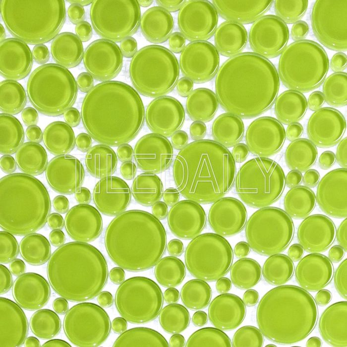 Bubble Glass Mosaic Tile in Apple Green At TileDaily